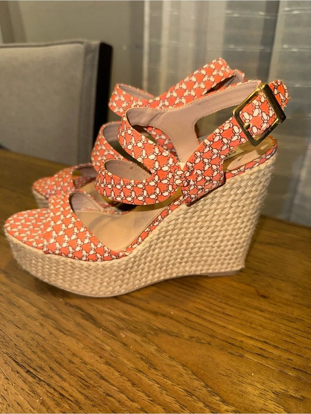 Steve Madden Coral Floral Pattern Strappy Wedge Sandals